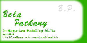 bela patkany business card